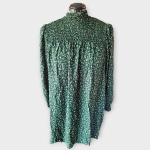 REFORMATION Brandi Dress Women's 3X/18-20 Es Coriander Green Floral Smocked Mini